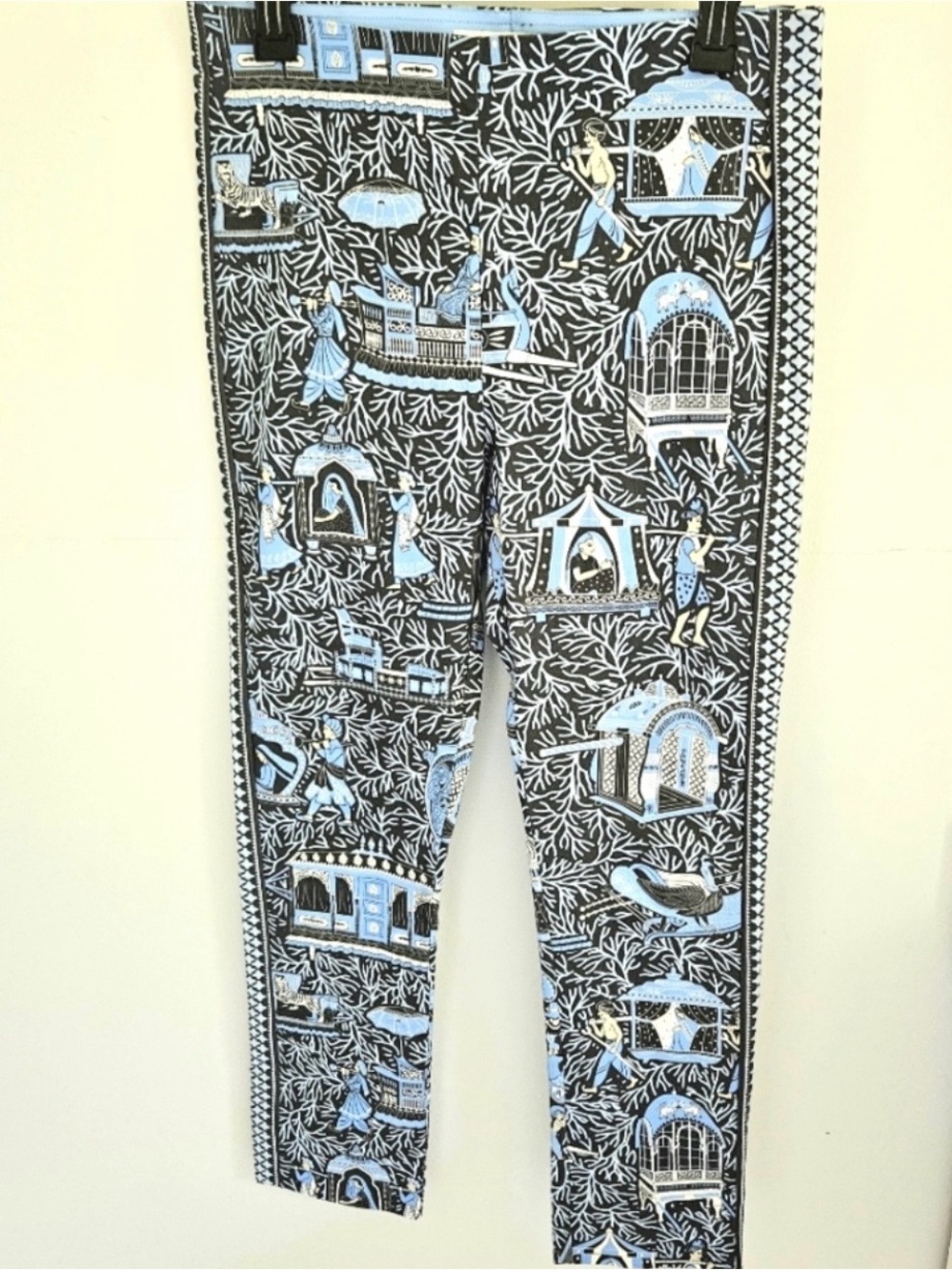 Gretchen Scott Pull-on Pants Black and Blue Pattern
